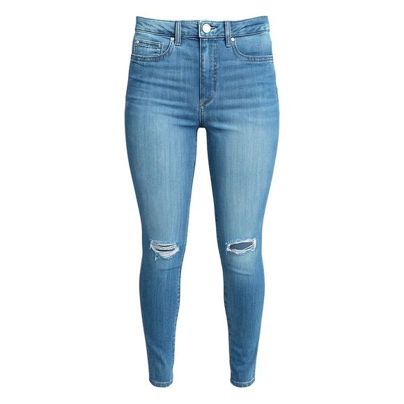 Forever 21 Premium Denim Skinny Jeans Women’s 26 Blue Distressed Ripped Pants - Picture 1 of 16